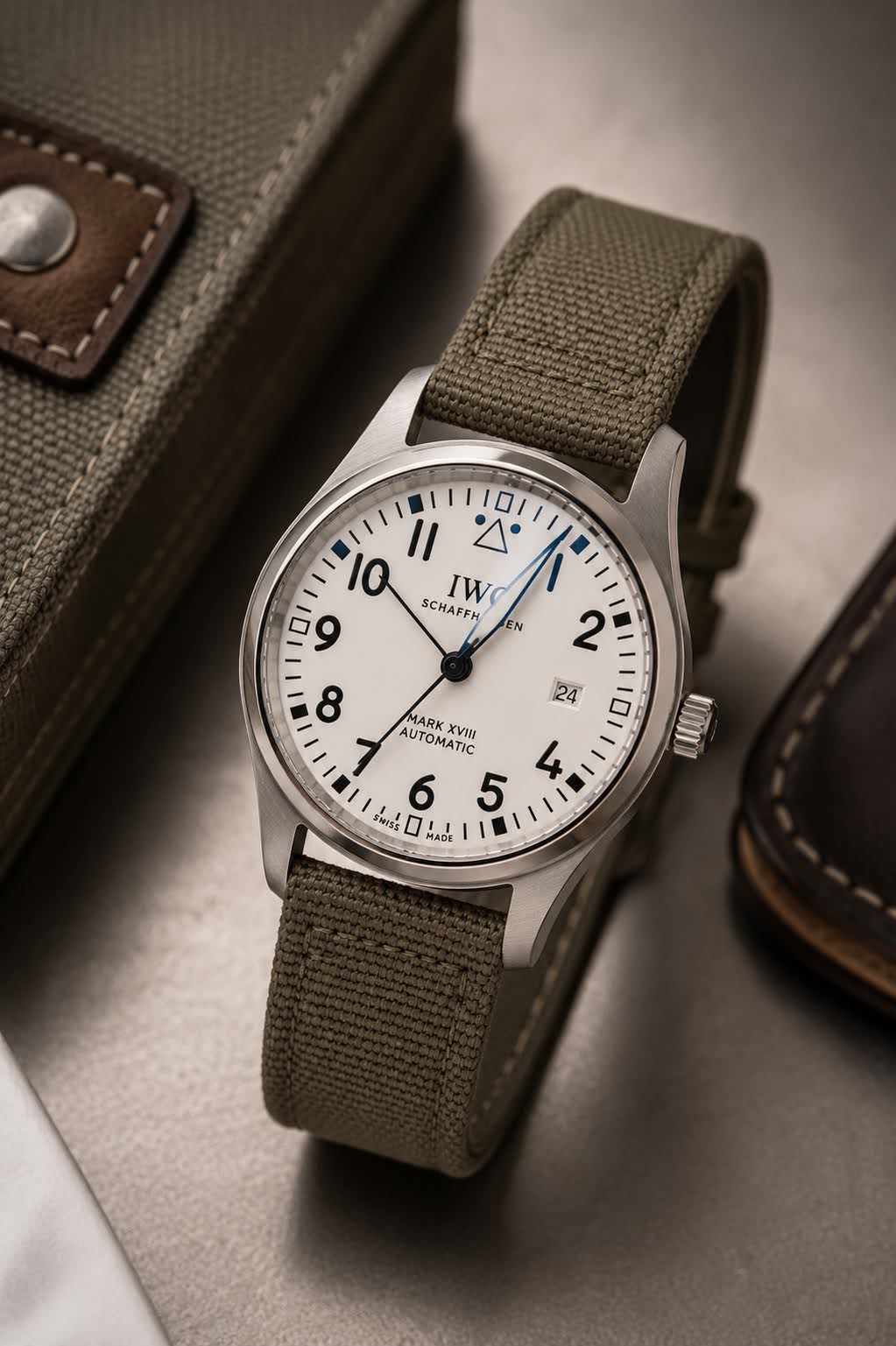 IWC Pilot's Watch Mark XVIII esfera crema correa verde